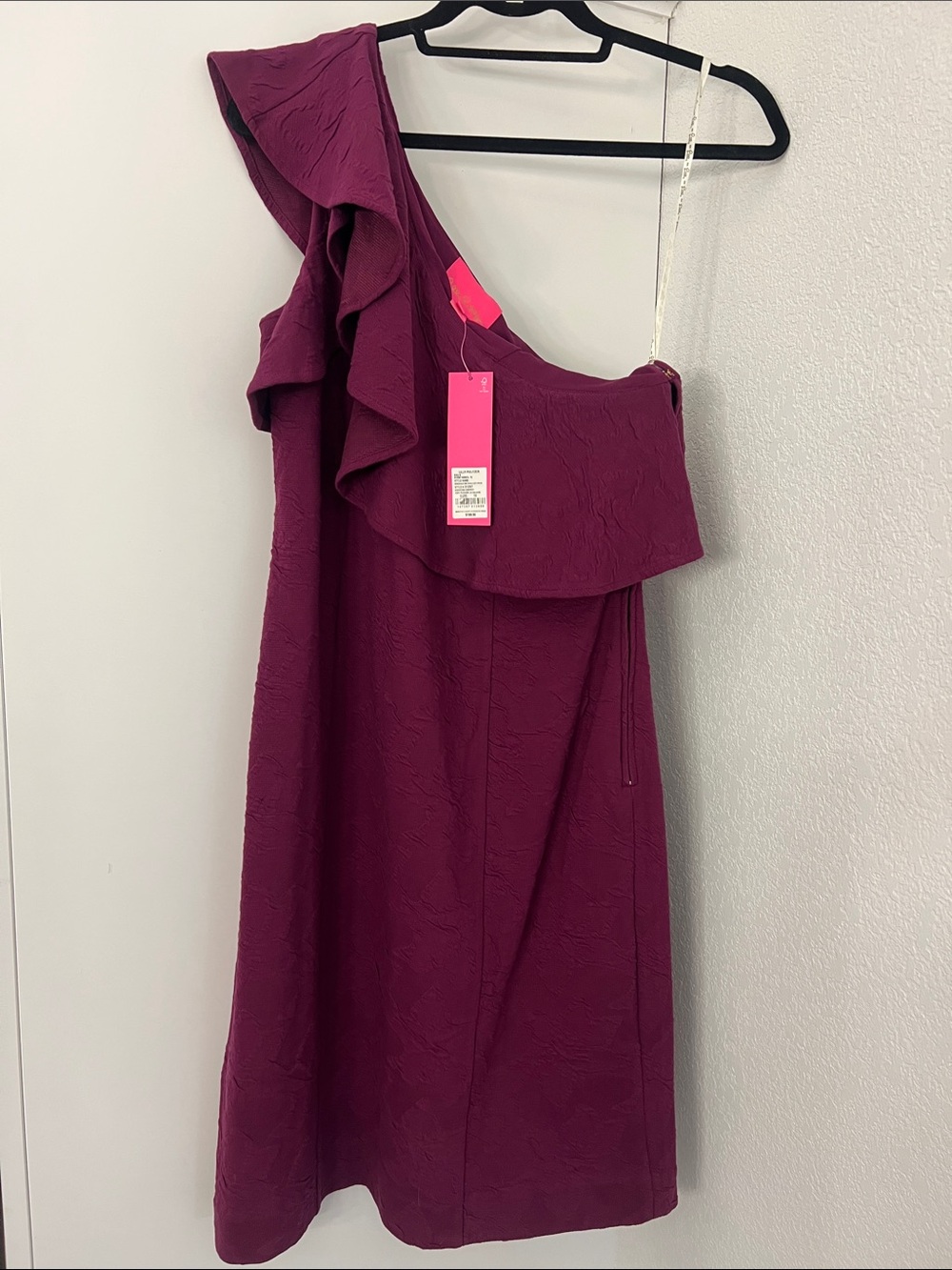 Lilly Pulitzer NWT One-Shoulder Ruffle Dress in Berry Plum